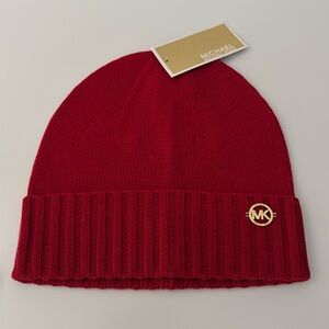 NWT Michael Korks Red beanie hat.